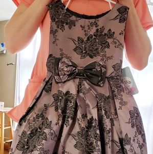 NWT Black & Fushia Satin Gown - Sz. 4